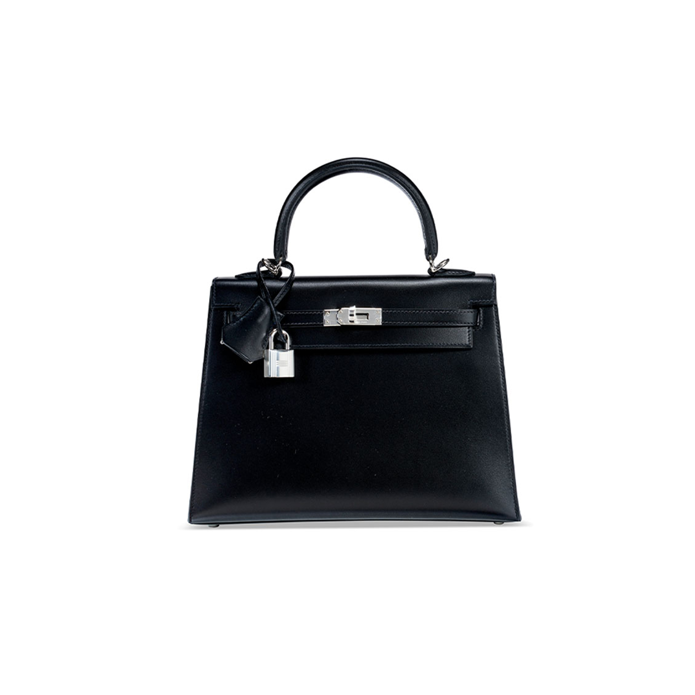HERMÈS MASTER A BLACK TADELAKT KELLY 25 BOX WITH PALLADIUM HARDWARE (25*17*7cm)
